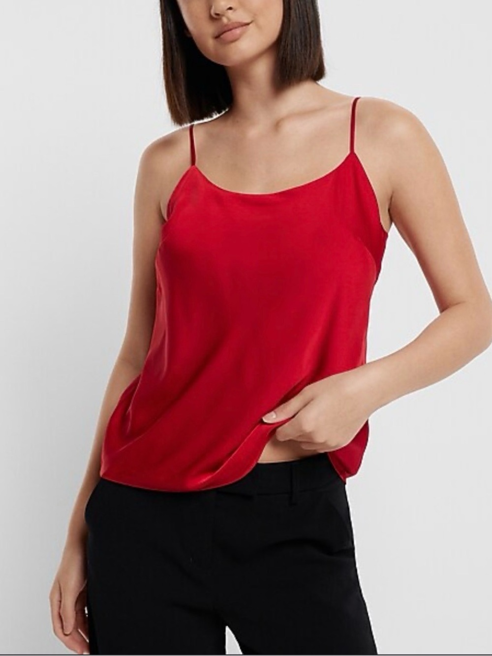 Maje Red Satin Spaghetti Strap Cami